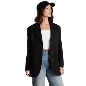 Everlane the 80s Blazer Black Womens 0 Oversized Jacket Career Professional